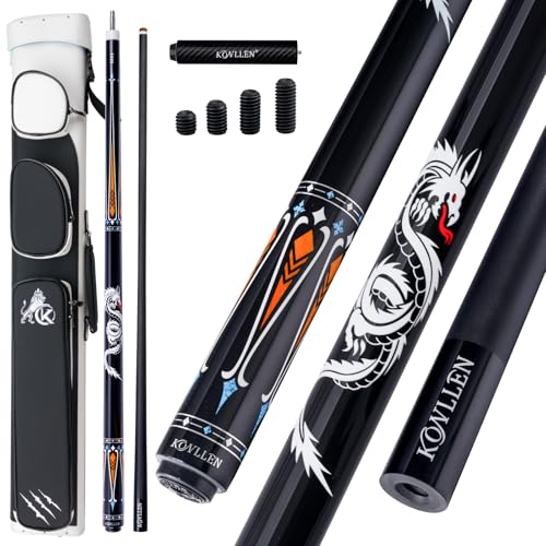 KONLLEN Carbon Fiber Pool Cue 2.0, 58-inch Low Deflection Billiard Stick for Adults with 12.5mm Tip and Pro Taper - color: 015 AK-10YF 2.0 set-black