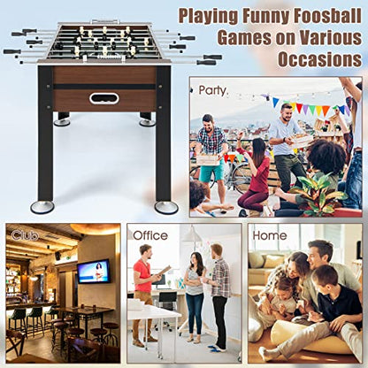 GLACER Foosball Table, 54" Wooden Full Size Foosball Table with 2 Balls, Adjustable Leg Levelers, Sliding Bead Scorers, Indoor Outdoor Soccer Table Game for Adults, Kids, Game Room, Home, Office