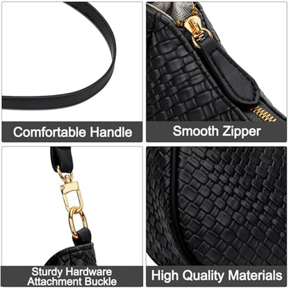 KKXIU Shoulder Bag for Women Cute Hobo Purses and Handbags Retro Clutch Underarm Purse | Cute - color: B-black
