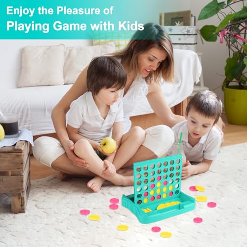 4 in a Row Connect Game, Travel Board Games for Kids Adults, Get 4 in a Row to Win - 9 x 7.4 inches (Green) - color: Green