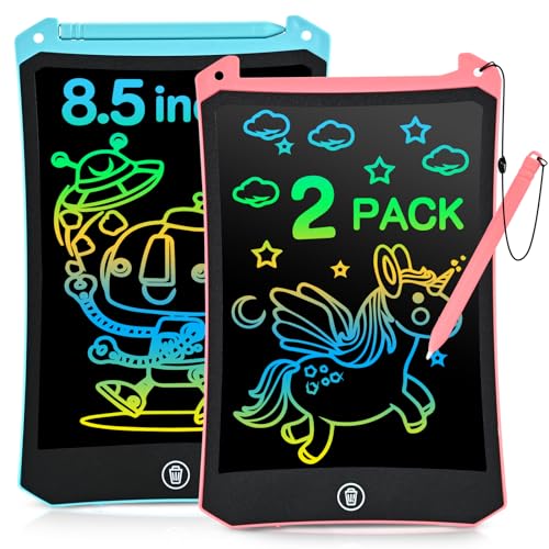 cimetech Toddler Girl Gifts, LCD Writing Tablet 2 Pack, Kids Toys for 3 4 5 6 Year Old Boys, 8.5 Inch Drawing Pad Painting Coloring Books, Travel Essentials Activities, Birthday Gifts Toddler Age 1-3 - color: 8.5'' Blue & Pink