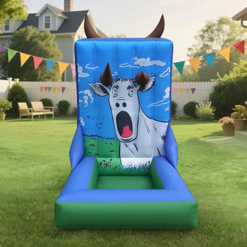 Inflatable Ring Toss Carnival Game – Horns Target Design with Built-in Blower, Portable Toss Challenge Game for Backyard Party, School Carnival & Family Fun Event - style: Ring Toss