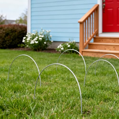 Set of 10 Croquet Wickets Replacement for Croquet Metal Hoops with Galvanized and Plastic Coating for Family Lawn Backyard Outdoor Game (U Shape) - size: U-Shape