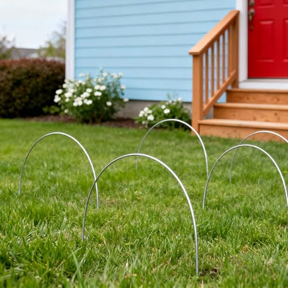 Set of 10 Croquet Wickets Replacement for Croquet Metal Hoops with Galvanized and Plastic Coating for Family Lawn Backyard Outdoor Game (U Shape) - size: U-Shape