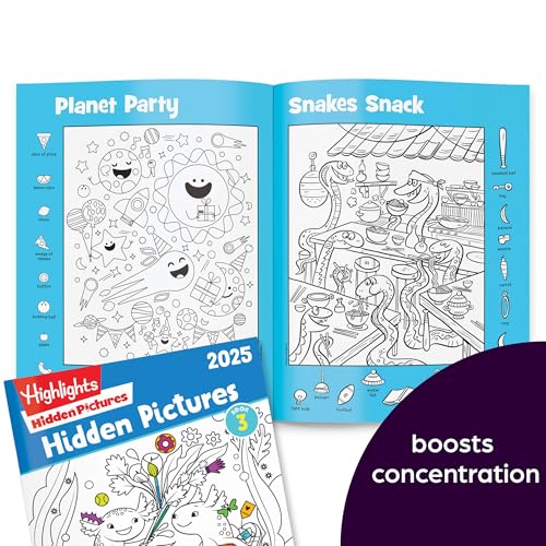 Highlights Hidden Pictures 2025 Activity Book Pack for Kids Ages 6 and Up, 4-Book Set of Travel-Friendly Screen Free Seek and Find Fun, Books Double as Coloring Books