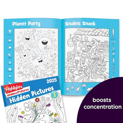 Highlights Hidden Pictures 2025 Activity Book Pack for Kids Ages 6 and Up, 4-Book Set of Travel-Friendly Screen Free Seek and Find Fun, Books Double as Coloring Books