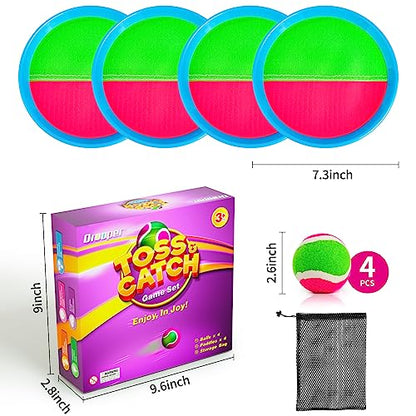 Toss and Catch Ball Set Kids Toys, Beach Toys, Yard Games, Outdoor Toys for Kids Ages 3-12, Upgraded Camping Games Paddle Ball Games for Kids, Adults and Family