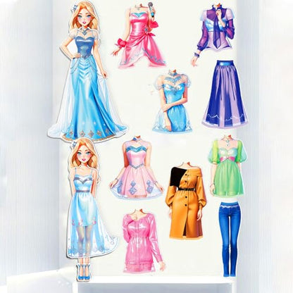 Magnetic Dress Up Paper Doll Playset,Pretend Play Game Travel Toys Car Road Trip Activity,Magnet Clothes Puzzles Kids Toddler Girls,Preschool Learning Created Imagine Birthday Gift - color: A Set