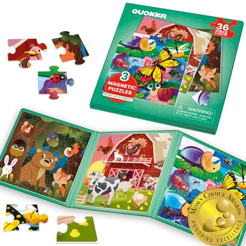 QUOKKA Magnetic Puzzles for Kids Ages 4-6 – 36 Pieces Sudoku Toddler Puzzles Ages 2-4 – Travel Games for Kids 3-5 – Animal Farm Bugs Toddler Travel Toys – Car Airplane Road Trip Games for Boys & Girls - style: 4. FARM 36 PCS