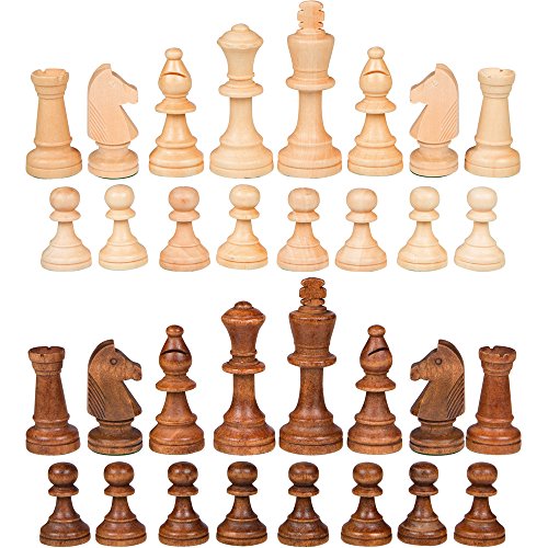 Gugertree Wood Weighted Chess Pieces with 3.5 Inch King, Pieces Only, No Board