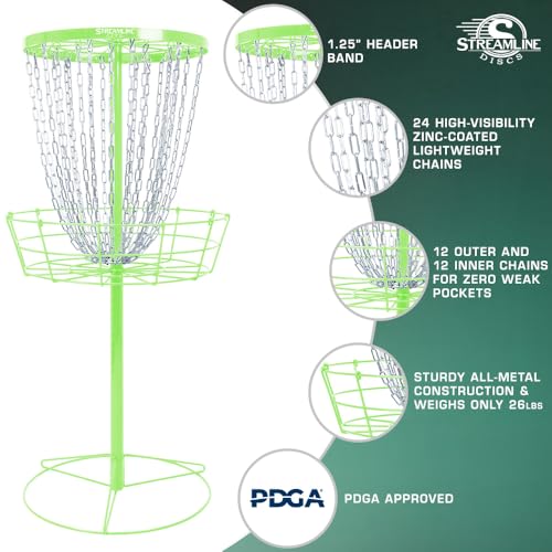 Streamline Discs Lite Disc Golf Basket - Lime