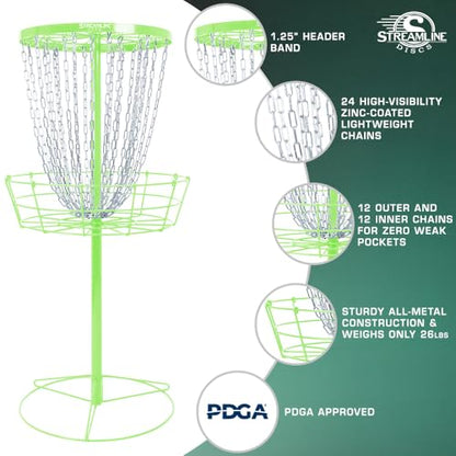 Streamline Discs Lite Disc Golf Basket - Lime