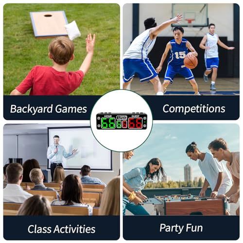 YZ LED Digital Scoreboard with Timer, Rechargeable Electronic Score Keeper, Portable Mini Scoreboard for Cornhole, Pickleball, Basketball, Volleyball,Ping Pong, Backyard Games& Family Game Night