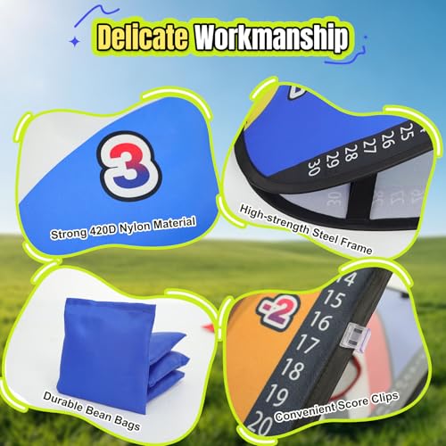 ROSE ME Cornhole Board Set, Portable Collapsible 5 Holes & Double Sided 3x2 ft Corn Hole Boards with 8 Bean Bags 12 Sticky Balls Free Carry Case, Adults Outdoor Toss Games for Yard, Beach, Lawn