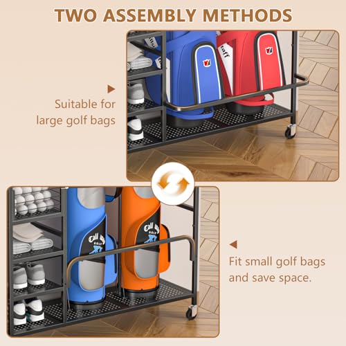 Golf Bag Storage, Big Capacity Golf Bag Organizer for Golf Bag and Equipment Accessories, Golf Organizer for Garage, Home or Club,Extra Storag