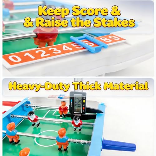 2 Pack Tabletop Foosball Games Set, 10 in x 7.17 in Portable Compact Reusable Soccer Tables Desk for Family, Game Night, Travel, Party, Office Break