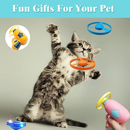 Cat Fetch Toy, Interactive Flying Cat Toy with 20 Flying Propellers, Kitten Tracks Toy for Training Hunting Chasing(Yellow) - color: Yellow+ 20 Propellers
