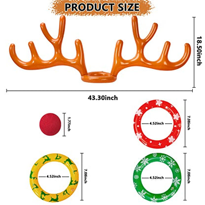 Max Fun Inflatable Reindeer Antler Ring Toss Christmas Games Indoor Outdoor Party Games Hat for Xmas Gifts Holiday Party Supplies Favors Games for Family - style: Style A -2PACK