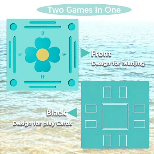 Floating Mahjong Table for Pool, Double-Sided Waterproof Game Tray with Cup Holders, EVA Floating Game Table for Pool, Pool Mahjong Table Floating for Mahjong, Poker, Cards, Dominoes & Scrabble