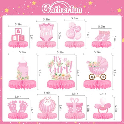 Girl Baby Shower Decorations Set - Kit with Pink Honeycomb Centerpiece, Baby Reveal & Themed Table Decor for the Baby Girl Shower Decorations - style: Girl