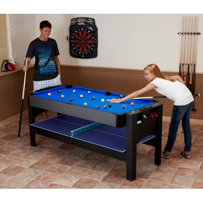 Fat Cat 3-in-1 6' Flip Multi-Game Table - color: Blue Cloth Playfield