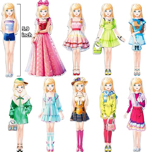 Magnetic Dress Up Paper Doll,Magnet Princess Dress Up Dolls for Girls Ages 4-7 Kids,Travel Activities Road Trip Car Ride Interactive Learning Created Imagine Set Birthday Gift - color: A Set