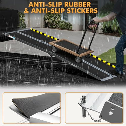 7ft Portable Wheelchair Ramp, Non-Slip Aluminum Folding Handicap with Support Legs & Latch, Threshold Ramp Suitable for 7" -21" Height Suitable for Home Steps, Stairs, Doorways, Car, Curbs - size: 7FT Using Height "-21"