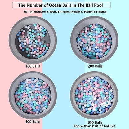 MoonxHome Ball Pit Balls for Toddlers, BPA Free Crush Proof Plastic Toy Balls for Ball Pit, Children's Pool Water Toys, Macaron Ocean Balls for Play Tent 2.15 Inch Pack of 100 200 500 800 1000 - color: A-light Gray