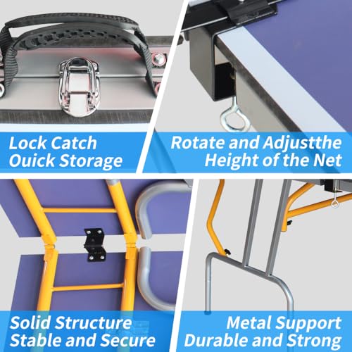 Foldable Ping Pong Table for Indoor Recreation with Net, Paddles and Balls