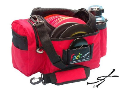 Fade Crunch Disc Golf Bag – Shoulder Strap Design with Insulated Lining for Dual Bag & Cooler Use – Great for Beginner & Intermediate Disc Golfers - color: red