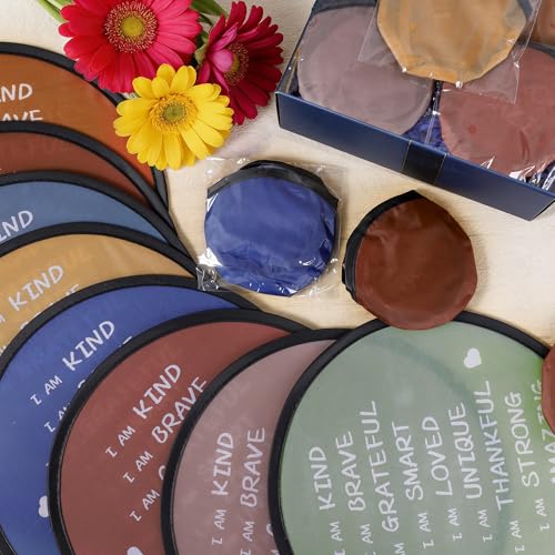 End of the Year Gifts for Students Bulk Foldable Flying Disc Fans Set with Stickers Bags, End of Year Student Gifts from Teacher Beach Fun Folding Pocket Hand Fans for Outdoor Activities Games - style: 32 Pcs Inspirational Flying Disc Fans-E