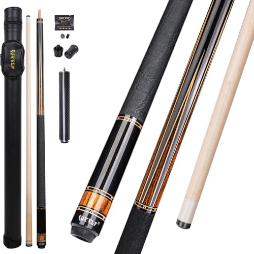 CUEELF Professional Pool Cue Stick – Handmade, Low Deflection | Solid Brass Joint Low Deflection Shaft 12.5mm Pro Tip & Inlay Ring Leather Non-Slip Wrap Precision Balanced - color: CJ-SH-02