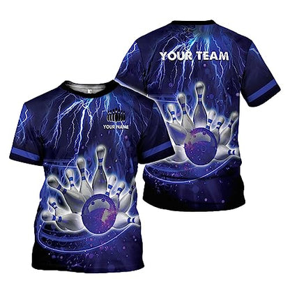 Rivelus Personalized Name Bowling Shirts for Men and Women 3D, Bowling Shirts for Team Bowling, Bowling Shirts Gift - color: Blm20