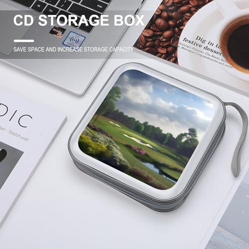 Golf Course Portable CD Case Holder,DVD Wallet Holder 40 Capacity CD Cases Storage DVD Book Binder for Car Home Travel - color: Golf Course
