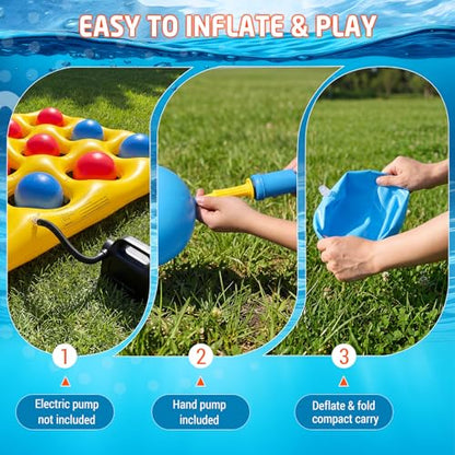 Pool Toys, Pool Tic Tac Toe Game Set with 12 Inflatable Balls, Pool Games for Kids/Adults/Teens, Outdoor Water Games, Suitable Pool Beach Party Birthday Favors & Family, Yellow - color: Yellow