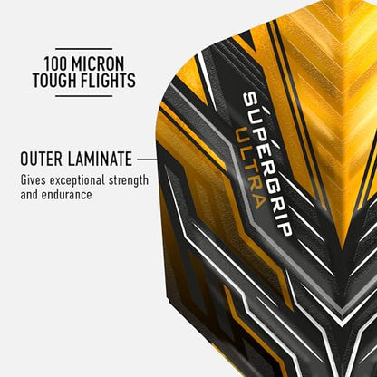 Harrows SUPERGRIP Ultra Flights| Set of x5 Premium Extra Strong Dart Flight Bag (15 Flights) (Gold) - color: Gold