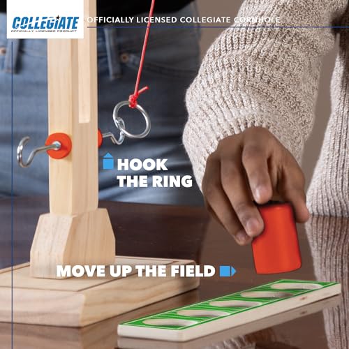 Wild Sports NCAA Wooden Ring Swing Battle - Head-to-Head Ring Toss Hook & Ring Game for College Football Fans