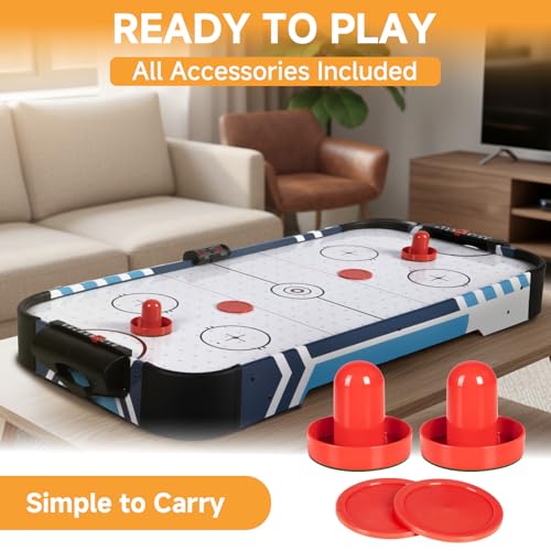 36” Air Hockey Table for Adults – Full-Size Arcade Game Table with LED Electronic Scoreboard, 2 Pushers & 2 Pucks, Portable Mini Air Hockey Table for Home, Office & Game Room