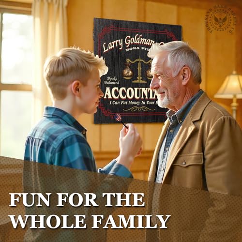 Personalized Dart Board Cabinet Set with 6 Steel Tip Darts, Paper Fibre Dartboard, Chalk & Eraser (21.5 x 21.5 x 2.75") - Occupational Man Cave Dart Boards for Adults - Accountant (400) - style: Accountant Dartboard & Cabinet Set