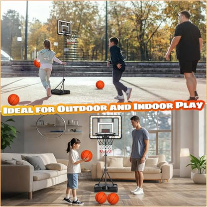 Kids Indoor Basketball Hoop with Scoreboard & Timer,Toddler Adjustable Height Basketball Goal Toy for Outdoor Backyard,Sports Game Play - style: Stand & Door