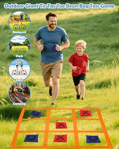 Outdoor Games, Kanosan Giant Tic Tac Toe Bean Bag Toss Games Field Day Birthday Party Family Reunion Carnival Yard Lawn Easter Outside Beach Fun Games - size: TG-32