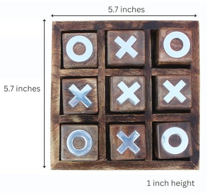 Wooden Tic Tac Toe Game | Board Game for Kids and Family | Table Top Living Room Decor Fun Game | Indoor Outdoor Adults Classic Travel Game (Burnt Wood)