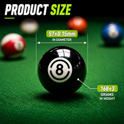 HMQQ 2 1/4" Replacement 8 Ball for Pool Table, Regulation Size Professional Resin Billiard Ball, Durable Glossy Finish, Single Black Pool Ball - style: Black 8