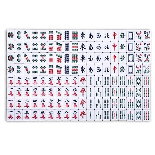 drizzle Green Travel Mini Mahjong Set 20mm with Instructions - Portable 146 Tiles - for Beginners with 4PCS Racks 2 Pounds - Chinese Mah-Jong Game 麻将 - size: Green