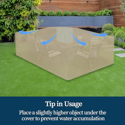 Easy-Going Rectangle Patio Furniture Cover Waterproof Outdoor Dining Table and Chair Cover Anti-UV Outside Sectional Sofa Set Covers (126"L x 63"W x 28"H, Camel) - color: Camel, size: 126"L x 63"W x 28"H