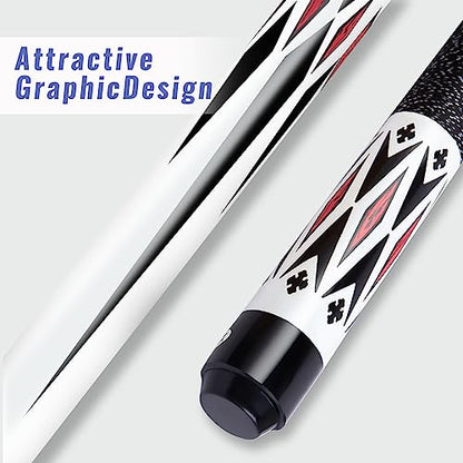 Pool Cue Stick Set,58" Billiard Cue Sticks,19/20 oz 1/2 Maple Billiard Pool Stick,13mm Cue Tip 2-Piece Pool Cue - color: White 19oz