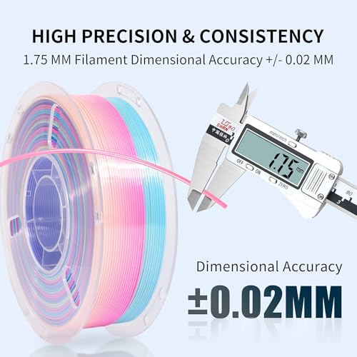 RAMBERY Rainbow Silk PLA 3D Printer Filament Shiny Fast Color Change PLA Filament Neatly Wound 3D Printing Filament, 1.75mm 1kg(2.2lb) - color: A-silk Rainbow Ice Cream, size: 1kg