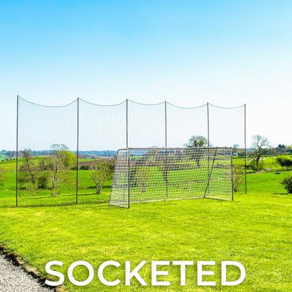 Stop that Ball™ Backstop Net Systems | Multi-Sport Ball Stop Net & Posts | Pop-Up, Freestanding & Socketed Options [7 Sizes] - size: 30ft, style: Socketed