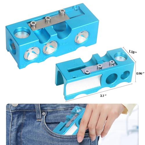 Vefungyan Pool Cue Tips Replacement Kit: 11 in1 Billiards Pool Cue Tip Repair Shaper Tool with 20pcs cue Tips 5 Chalk for Replacement - color: Metal Blue