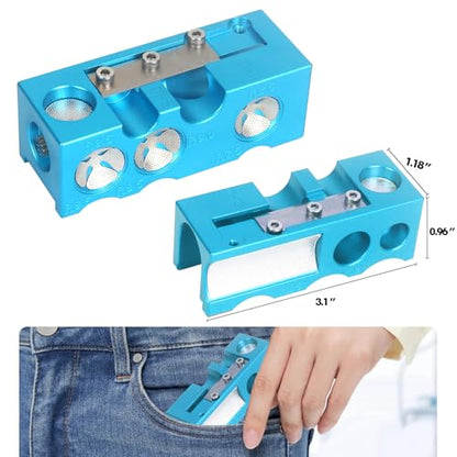 Vefungyan Pool Cue Tips Replacement Kit: 11 in1 Billiards Pool Cue Tip Repair Shaper Tool with 20pcs cue Tips 5 Chalk for Replacement - color: Metal Blue